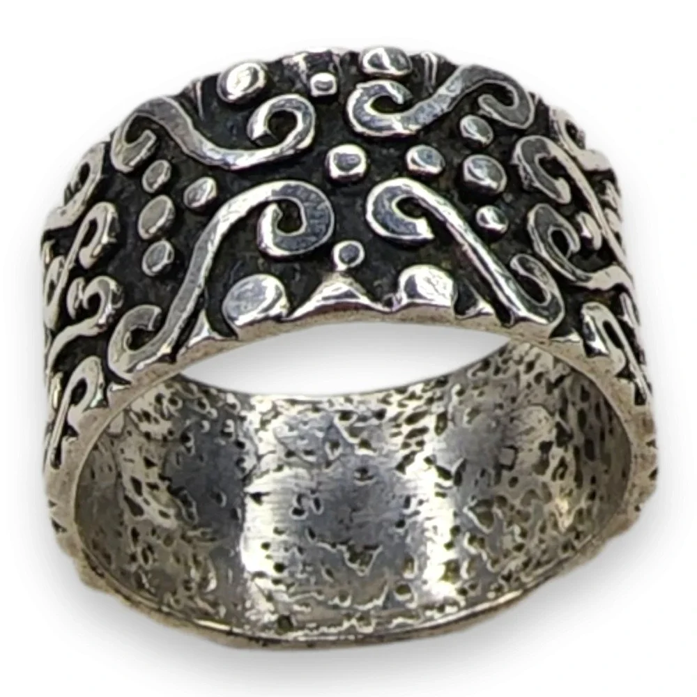 Unbranded Wide Band Ring Sterling Silver 925 Size 10.25 Silver Scroll Freeform